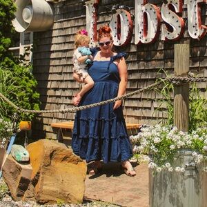 Universal Thread Navy Smocked Ruffle Tiered Cotton Dress